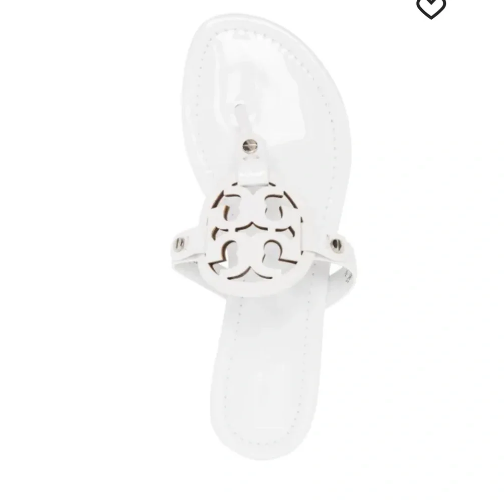 Tory Burch  Miller cut-out leather flip-flops $267 Sandals Size 11 optical white